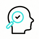 icon of a magnifying glass analyzing a audience 