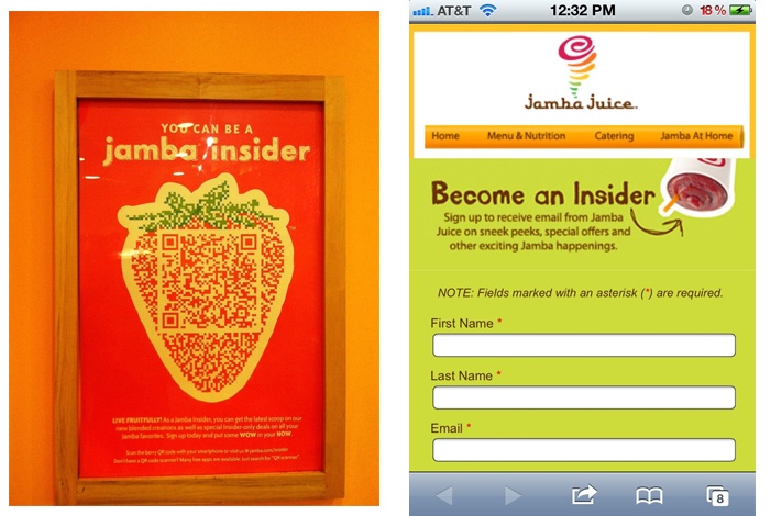 poster with qr code on Jamba Juice store