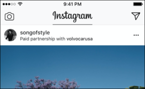 Source: Instagram Business Blog Caption: The new feature prominently places a “Paid partnership with” tag at the top of the post in place of a location geo tag. 