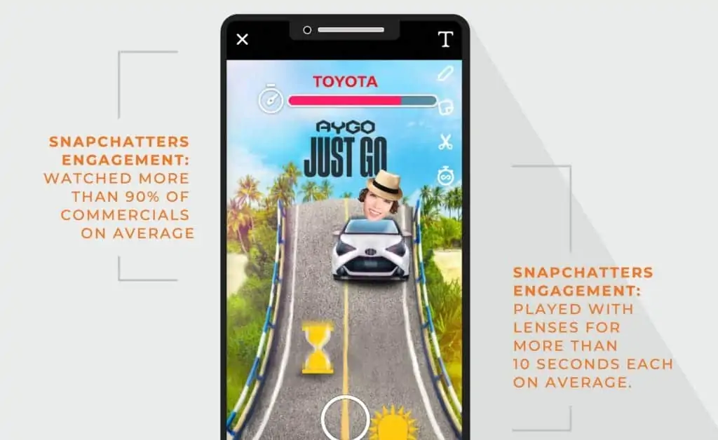 a phone with Toyota’s game on its screen