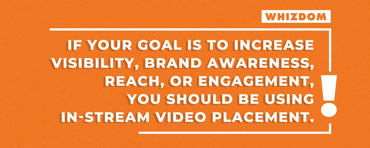 text explaining increasing visibility and brand awareness through in-stream video placement.