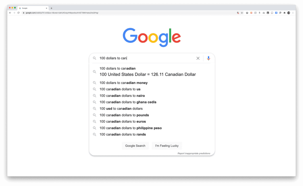 a screenshot from Google search showing how Google zero-click searches works